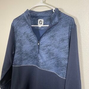 FootJoy FJ Golf Pullover Mens Medium 1/4 Zip Blue Heathered Long Sleeve Shirt